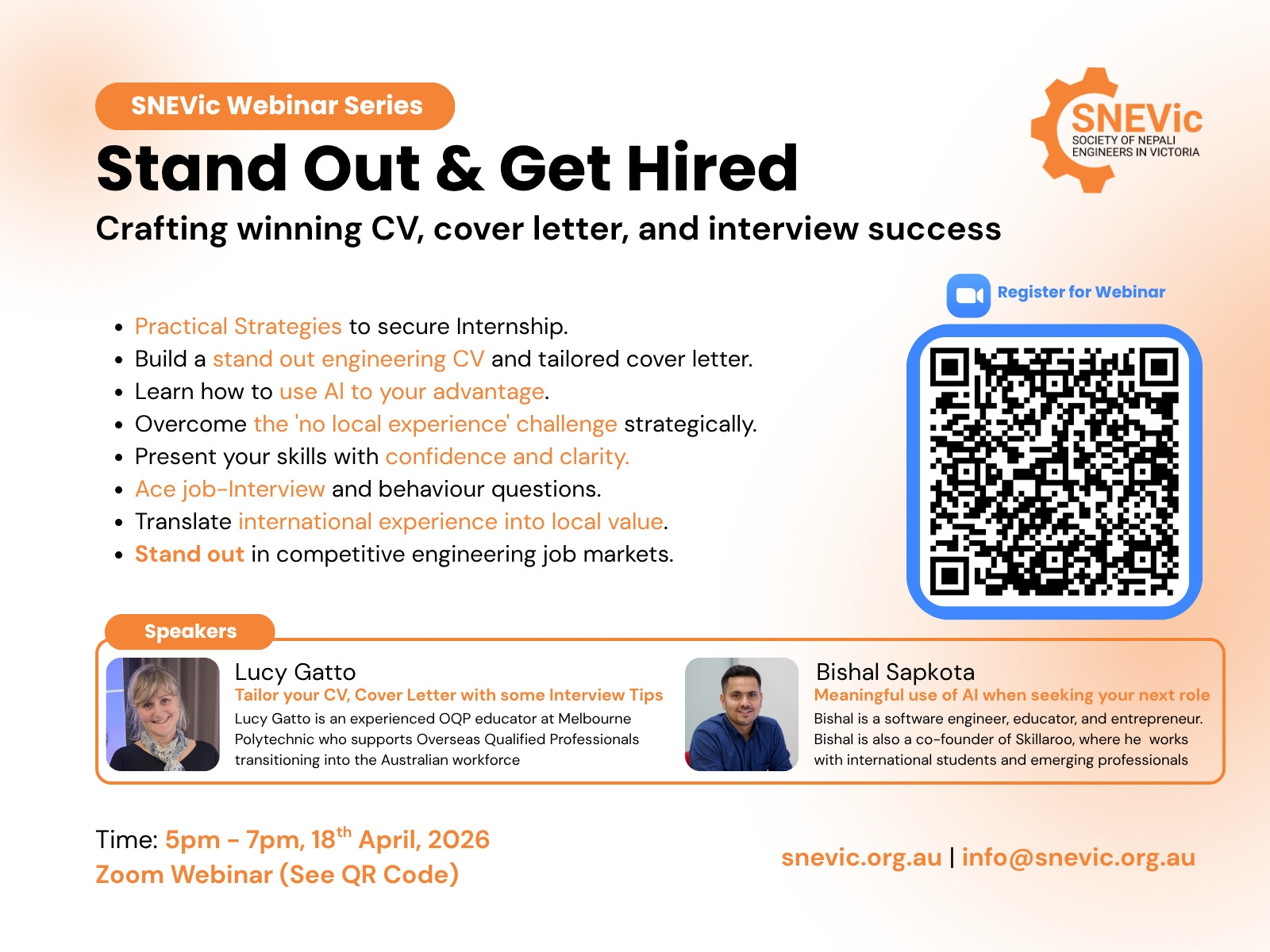 SNEVic Webinar: Standout and Get hired.